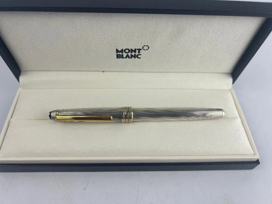 Montblanc Meisterstuck Solitaire Fountain Pen 925 Sterling Silver Gold Trim, 100% Authentic, (1 of 6)