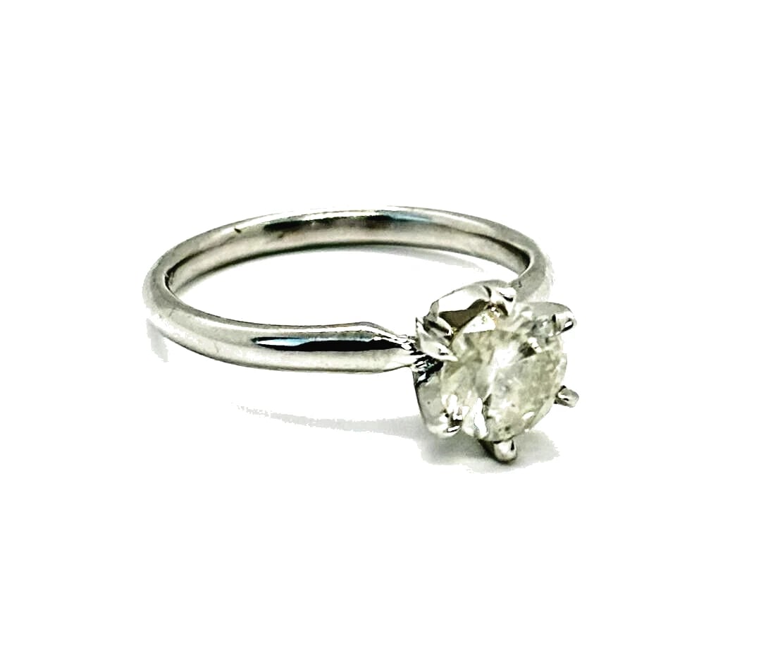 GORGEOUS 14K White Gold, Genuune Diamond ENGAGEMENT RING 1.1K Size 7 Weight 3gm (1 of 10)