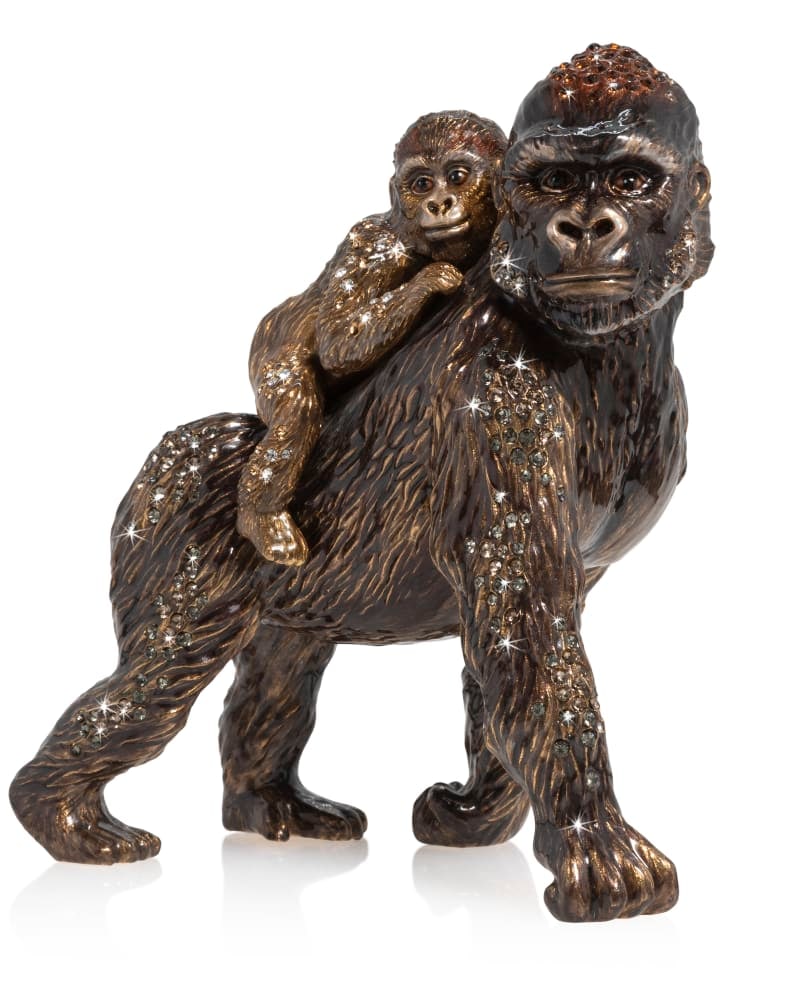 JAY STRONGWATER RARE MOTHER & BABY GORILLA FIGURINE SWAROVSKI 6.25" T (1 of 11)