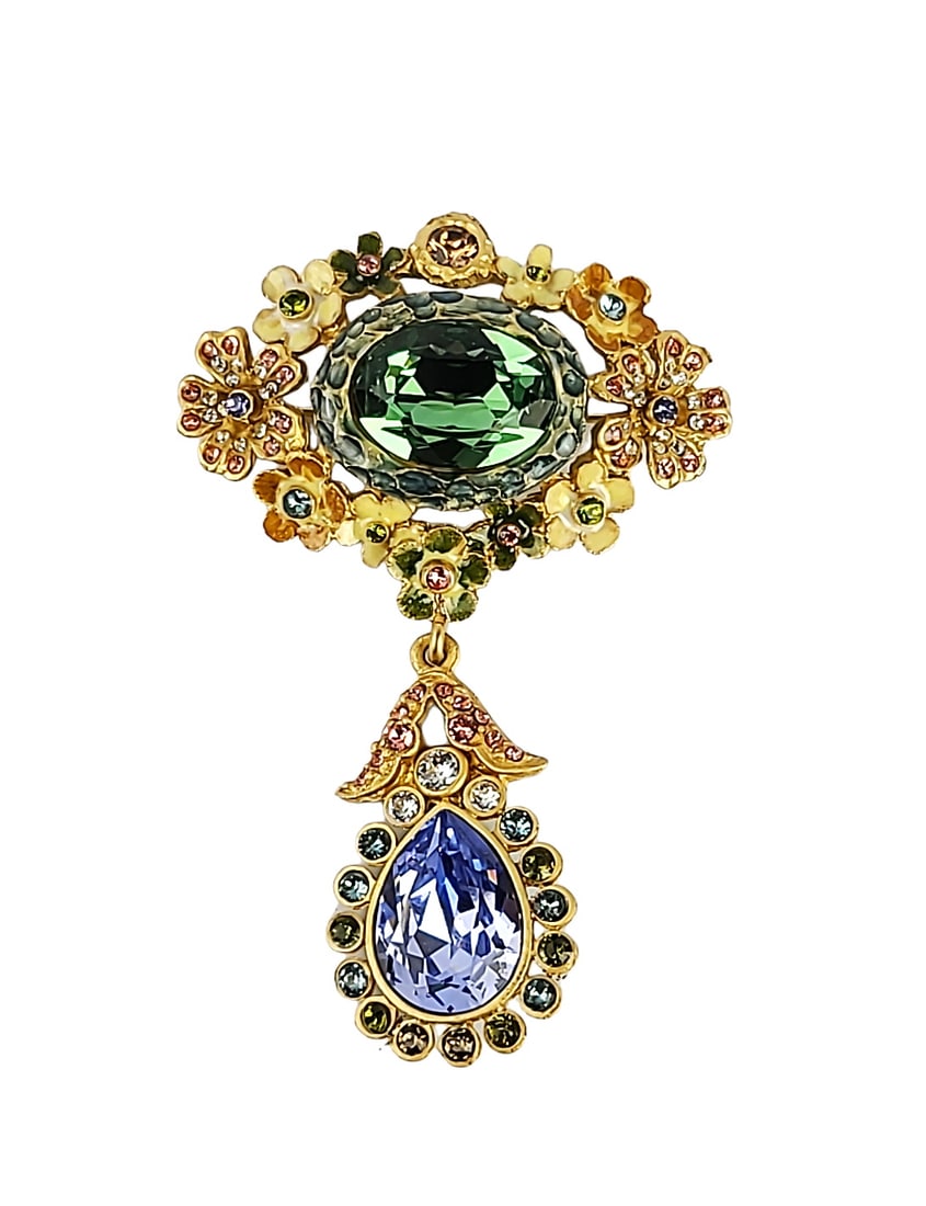 JAY STRONGWATER JEWELED MILLE FIORI MALIA PIN BROOCH: JAY STRONGWATERJEWEL FLOWER PIN / BROOCHPlease See ALL 5 Pictures, as they are Main Part of a Description!From PINS CollectionTotal: 3" Long x 2" WideBrand New, ORIGINAL BOX, DUST BAGEnamel over metal