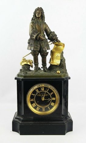 ANTIQUE FRENCH 9th CENTURY MANTEL BRONZE CLOCK 20\"",AMAZING BRONZE MANTEL CLOCK IS FRENCH MADE IN: WE KNOW NOTHING ABOUT THIS MECHANISM.YOU'LL GET WHAT YOU SEE IN THE PICTURES THIS IS A REAL THING. NOT SOME REPRODUCTION!20"" Tall x 10"" Wide x 5 3/4"" DeepFigurine: 10 1/2"" Tall"