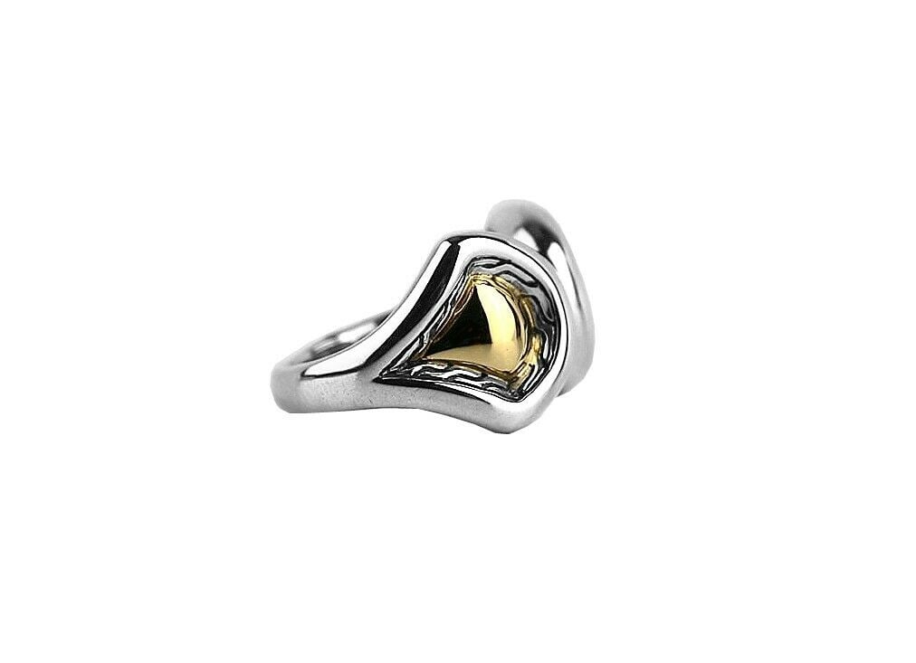 JOHN HARDY ST. SILVER & 18K GOLD LEGENDS NAGA RING SIZE 7 81R: JOHN HARDY GORGEOUS LEGENDS NAGA RING - # 81R. MADE OF SOLID .925 STERLING SILVERWITH 18K SOLID YELLOW GOLD. 22 mm Wide x 23 mm Tall x 15 mm Deep. SIZE - 7
