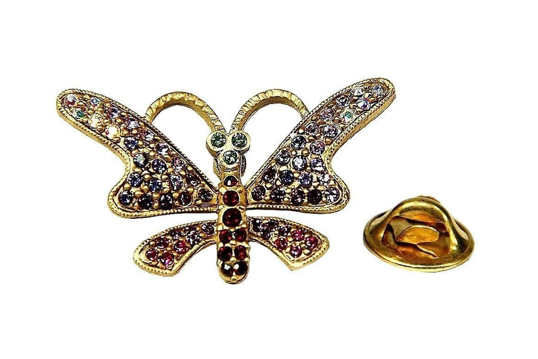 JAY STRONGWATER GORGEOUS BUTTERFLY TACK PIN SHARONA: JAY STRONGWATERBUTTERFLY "SHARONA" TACK PINFrom PINS CollectionEnamel over metalHand-set Multi-colorSwarovski Crystals.Approximately 1.12" Wide x 1" TallHandcrafted in USABrand New, NO BOX, DUST BAG -