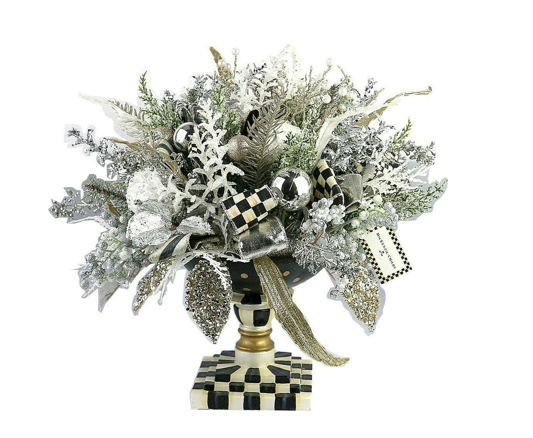 MACKENZIE CHILDS 17" COURTLY CHECK SILVER LINING ARRANGEMENT (1 of 4)