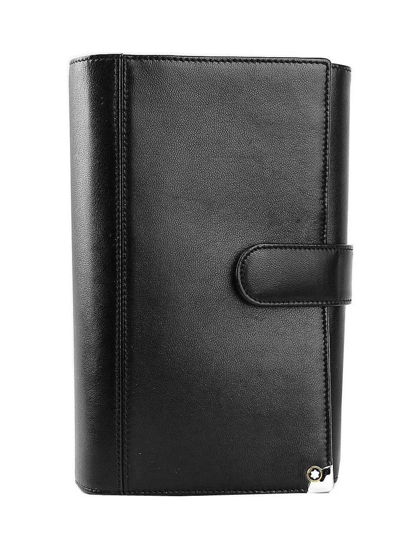MONTBLANC PLATINUM PDA COVER UNIVERSAL NOTES LEATHER: MONTBLANC PLATINUM COLLECTION BLACK LEATHER MEDIUM PDA (or phone or tablet or note) 100% Black Southern Germany Leather 6 Credit or Business Cards Slots ID Window. Velcro System PDA attachment Ident: 
