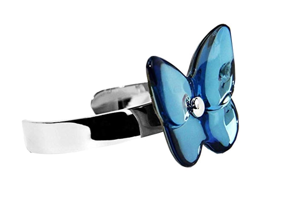 BACCARAT JEWELRY PAPILLON BUTTERFLY RIVIERA CLEAR BRACELET STERLING SILVER: BACCARAT Made in France PAPILLON BUTTERFLY SMALL BRACELET ALL METAL YOU SEE - ALL STERLING SILVER, Crystal Color: BLUE RIVIERA CLEAR Main Part of a Bracelet. Crystal: 1 1/2" Tall x 1 3/4" Wide. Retail