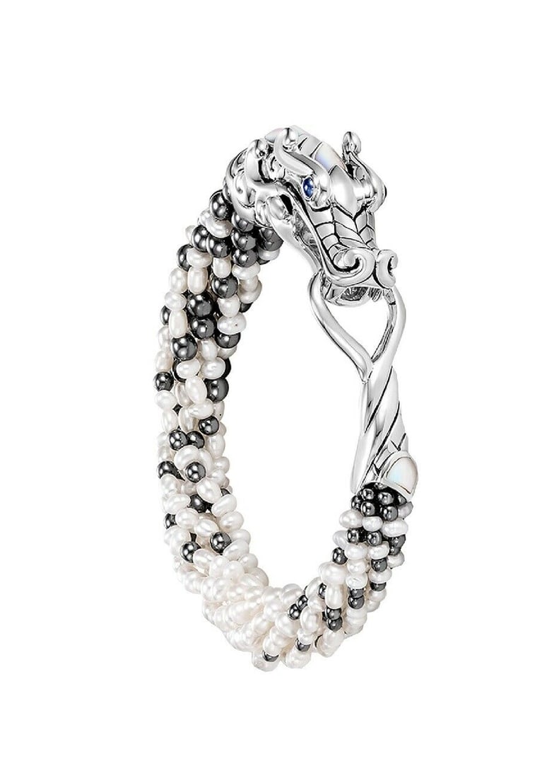 John Hardy Legends Naga Multi-Row Pearl Bracelet: BRAND NEW IN ORIGINAL BOX, POLISHING CLOTH & POUCH100% AUTHENTICAMAZING!!!JOHN HARDYGORGEOUS LEGENDS NAGA BRACELET MADE OF SOLID .925 STERLING SILVER ENCRUSTED WITH MOTHER OF PEARLNAGA EYES MADE OF BL
