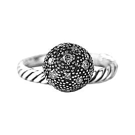 DAVID YURMAN 8 MM WHITE DIAMOND BALL STACK RING # 8: DAVID YURMANGORGEOUS .925 STERLING SILVER STACK RINGDiamond ball (8 mm Diameter) hanging on the ring.Ring itself (shank) 3 mm Diameter. Sterling Silver & David Yurman SignatureWHITE DIAMONDS - 0.288 C