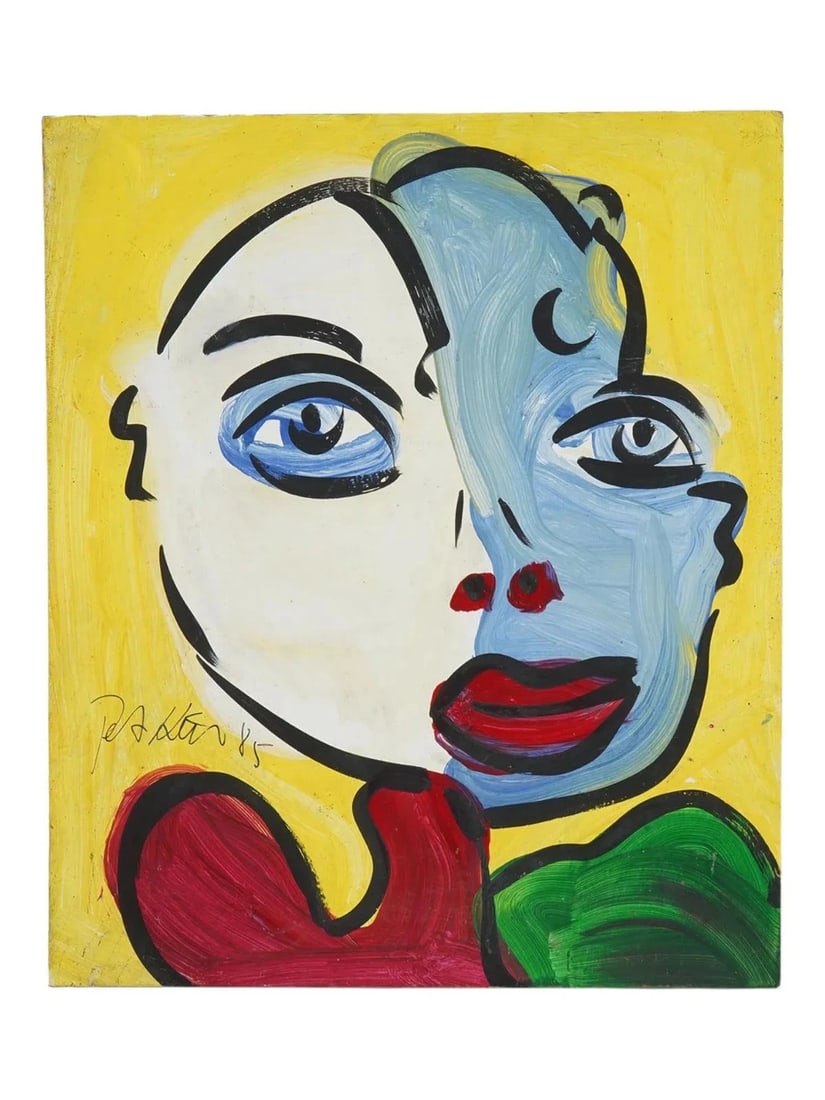UNIQUE PETER KEIL SIGNED 100% ORIGINAL ABSTRACT PORTRAIT OIL PAINTING GERMAN ART (1 of 5)