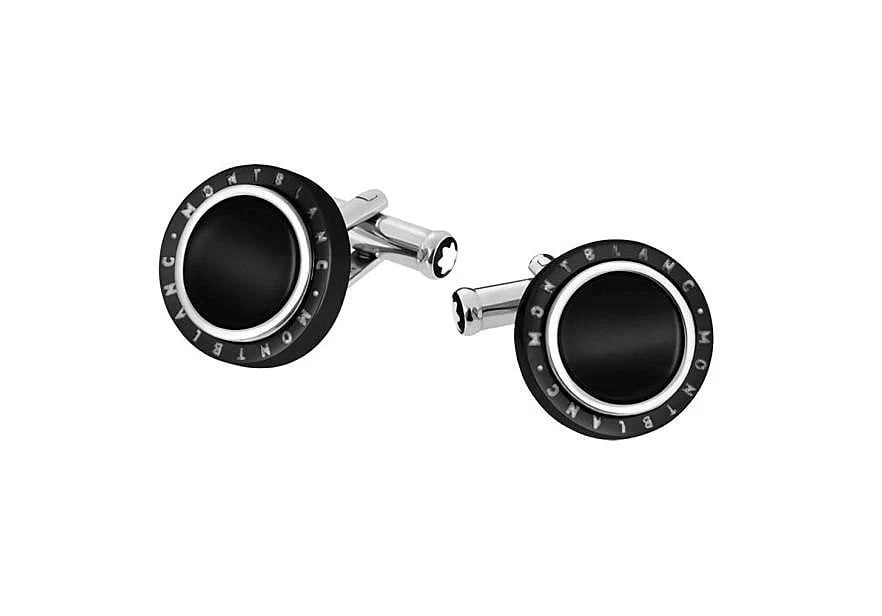 MONTBLANC MEISTERSTUCK ST. STEEL & ONYX ROTATING CUFFLINKS NEW NO BOX 104506: MONTBLANC 100% ORIGINAL & BRAND NEW, NO BOXMEISTRSTUCK COLLECTION ROTATING CUFFLINKS WITH BLACK ONYXSTAINLESS STEEL18 mm Diameter100% AUTHENTIC & 100% BRAND NEW ORIGINAL MONTBLANC TAGS, BULK PACKAGING