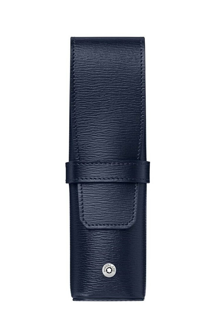 MONTBLANC 4810 WESTSIDE BLUE LEATHER 2 PEN POUCH CASE 118665 (1 of 4)