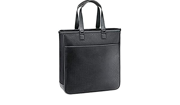 MONTBLANC Westside Extreme Tote 111628: MONTBLANC Westside Extreme Tote 111628 Black carbon-look leather with a black neoprene lining. Black Aluminium hardware. Top zip. Montblanc emblem with a ruthenium-coated ring. Dimensions: 14.5" x 14"