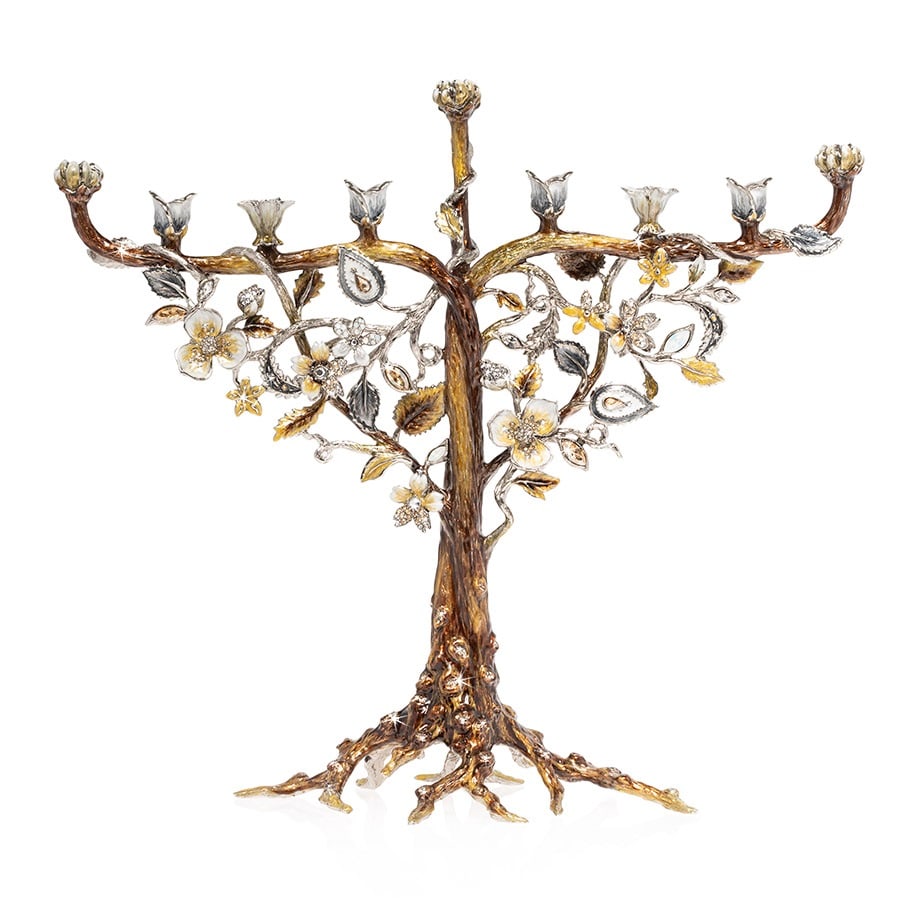 JAY STRONGWATER Magnificent Solomon Floral & Vine Menorah 14.5" W x 13"T New USA (1 of 6)