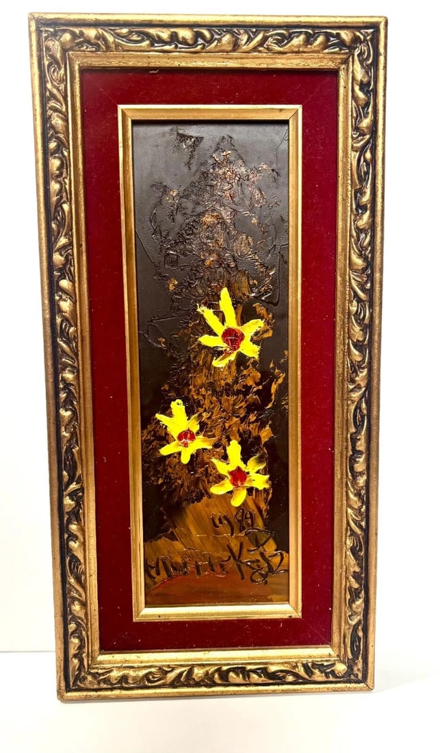 Morris Katz Signed Amazing Original Oil Small Painting Great Condition,16" x 8" NICE WOOD FRAME (1 of 5)