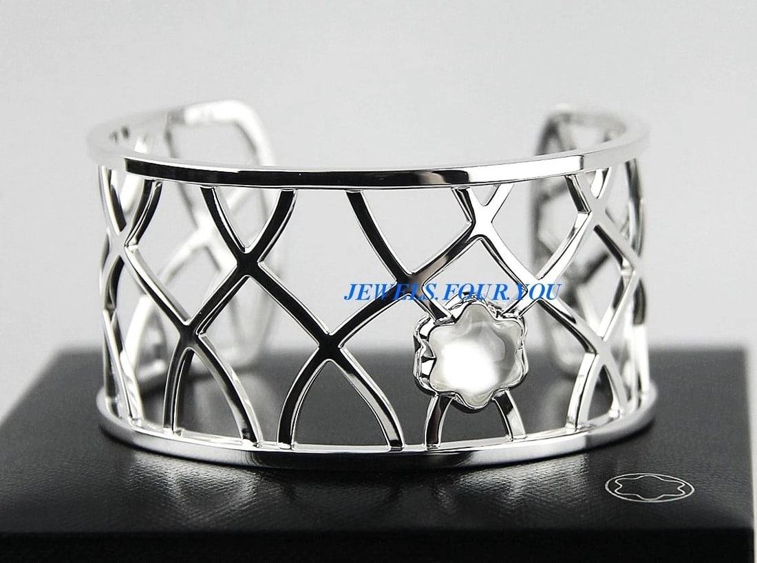 MONTBLANC 106421 JEWELRY STERLING SILVER BANGLE CABOCHON STAR QUARTZ BRACELET (1 of 4)