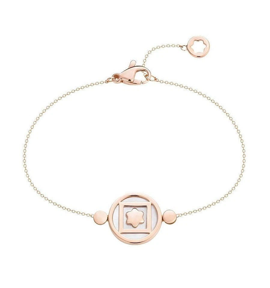 MONTBLANC TERRE ET CIEL EARTH & SKY ROSE GOLD & MOTHER OF PEARL BRACELET 118575: MONTBLANC Montblanc TERRE ET CIEL EARTH & SKY ROSE GOLD & MOTHER OF PEARL BRACELET Metal: SOLID 18K ROSE GOLD. Size: 6.5"The Terre et Ciel bracelet in pink gold And mother-of-pearl is inspired by MONT