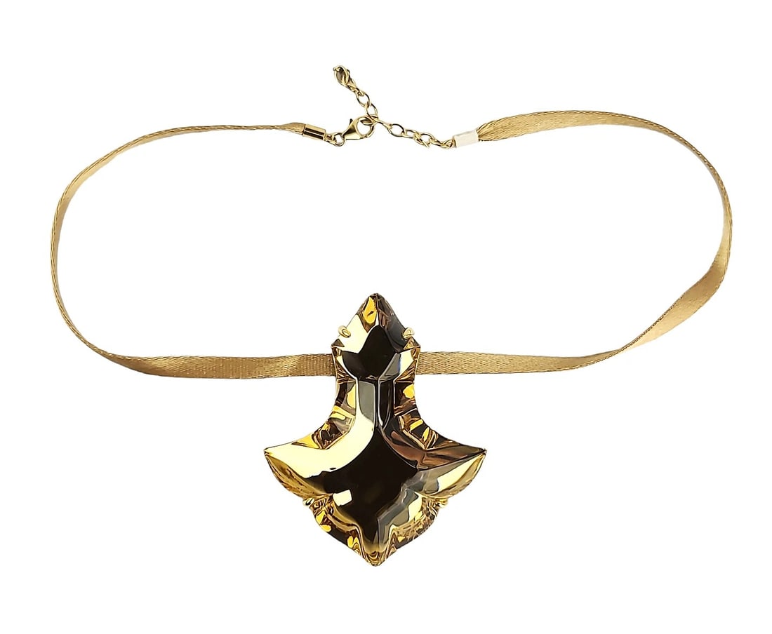 BACCARAT PAMPILLES LONG CLEAR GOLD NECKLACE SOLID 18K GOLD 2604073