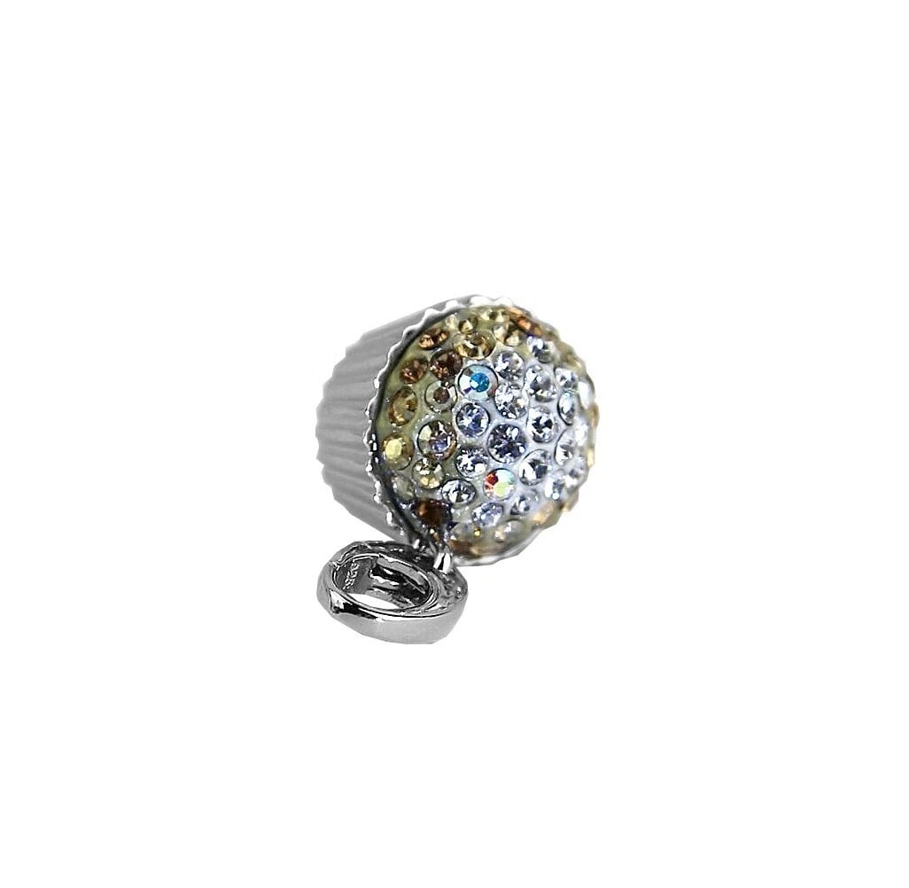 JUDITH LEIBER CUPCAKE CLEAR ON SILVER CHARM 925 SILVER SWAROVSKI NEW
