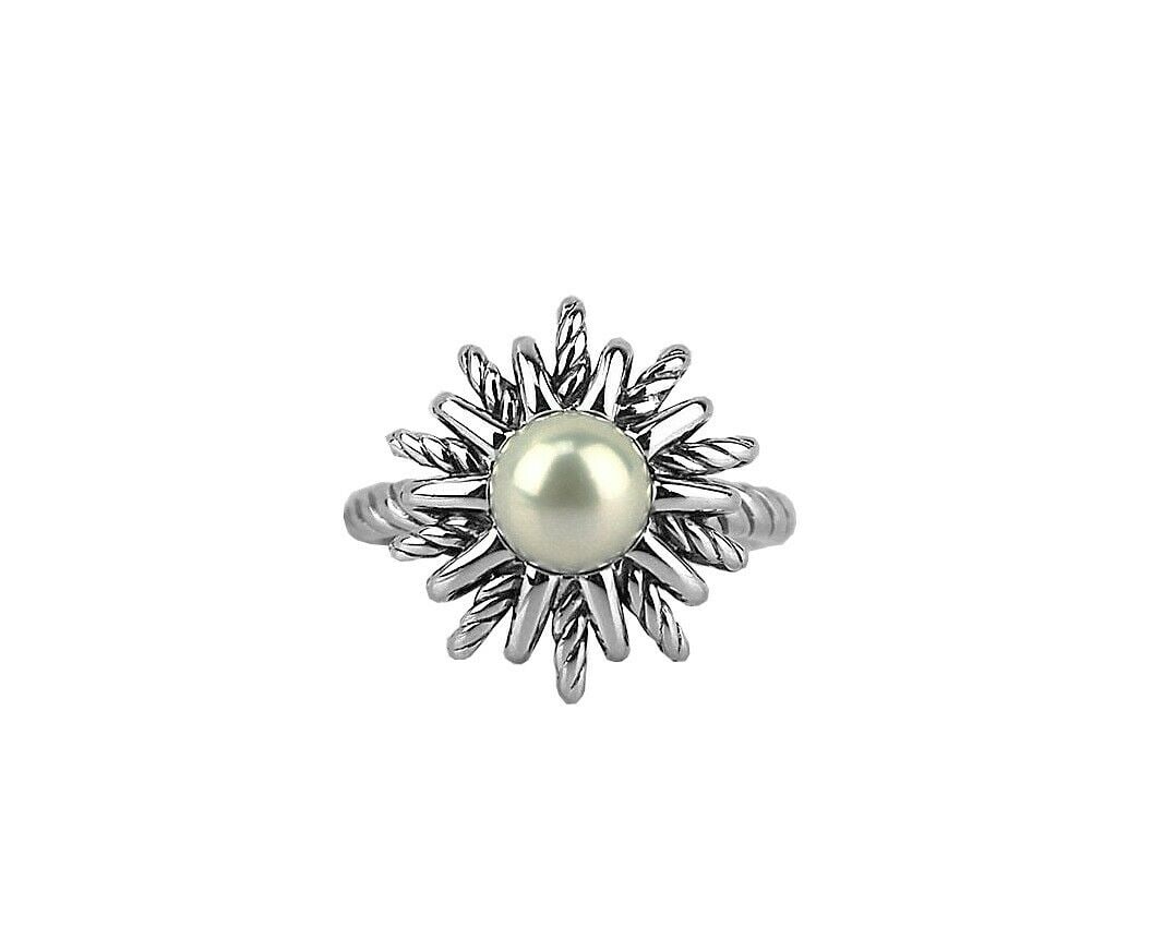 DAVID YURMAN 18mm STARBURST RING sz 7 ST. SILVER PEARL: 100% AUTHENTIC - GUARANTEEDDAVID YURMAN STARBURST GORGEOUS .925 STERLING SILVER RINGWITH PEARL Size: 7Sterling Silver & David Yurman Signature18 mm Diameter