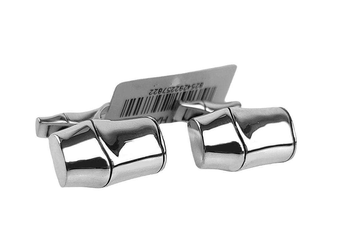 JOHN HARDY ST. SILVER BAMBOO RECTANGULAR CUFFLINKS 64C
