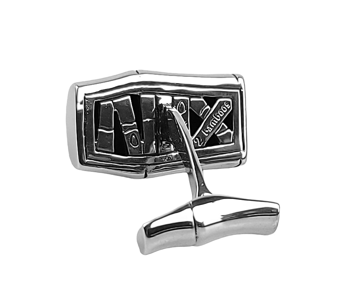 JOHN HARDY ST. SILVER BAMBOO RECTANGULAR CUFFLINKS 64C - 3