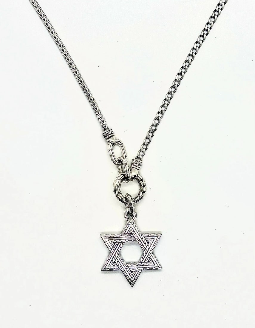 John Hardy Sterling Silver Classic Chain Star of David Pendant Necklace #79