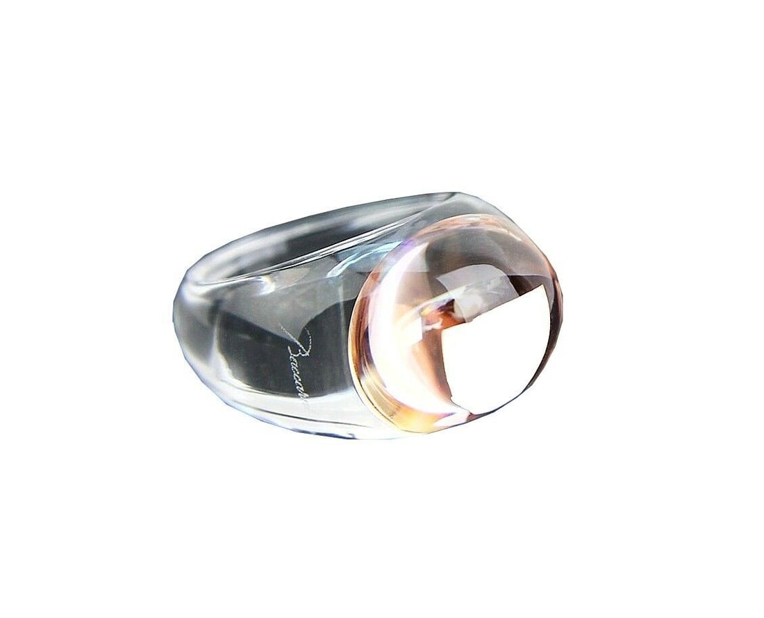 BACCARAT TANGO CLEAR & LIGHT PINK CRYSTAL RING SZ 5.5