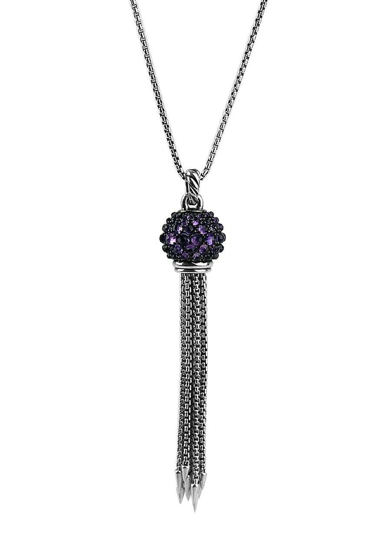 DAVID YURMAN ST. SILVER CABLE OSETRA BERRIES AMETHYST 12 mm NECKLACE NEW 35N (1 of 7)