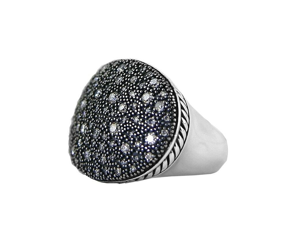 DAVID YURMAN STERLING SILVER LARGE OVAL STARLIGHT DIAMOND 0.92 RING SZ 7 NEW 17R