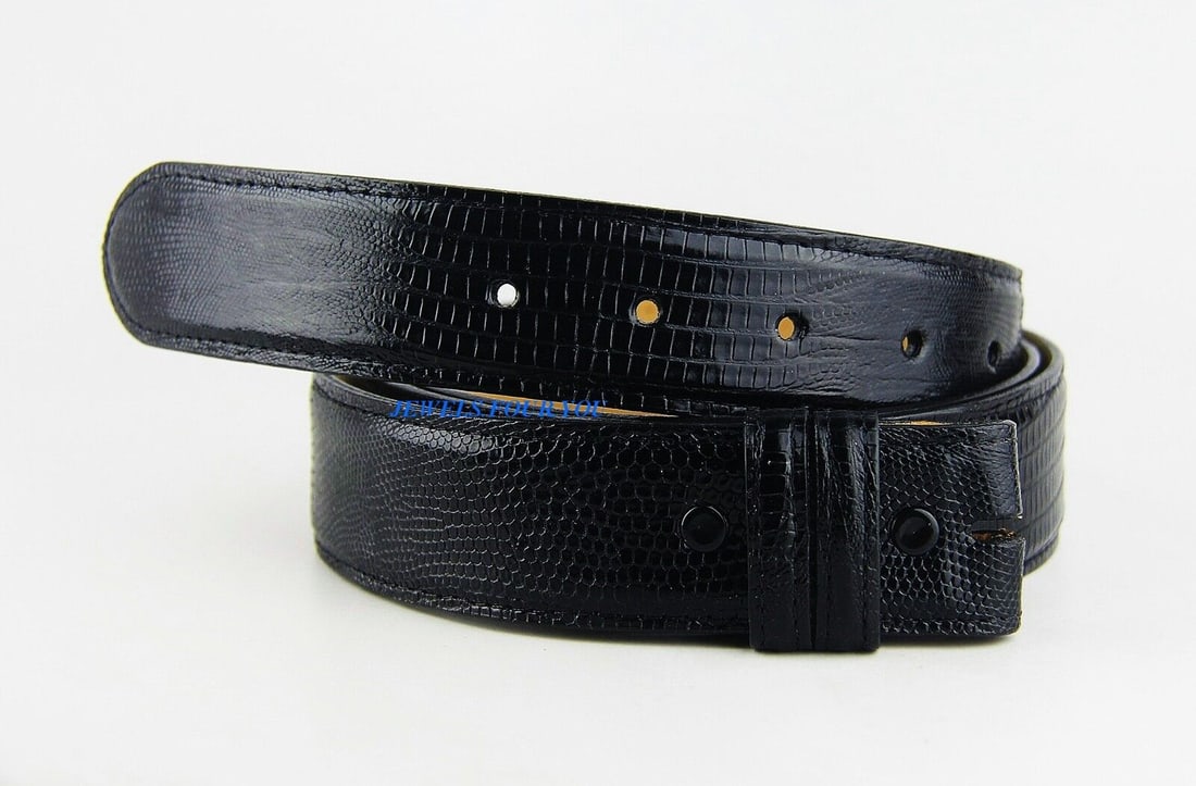 DAVID YURMAN BLACK TEJU LIZARD BELT 1,5" WIDE SIZE 50