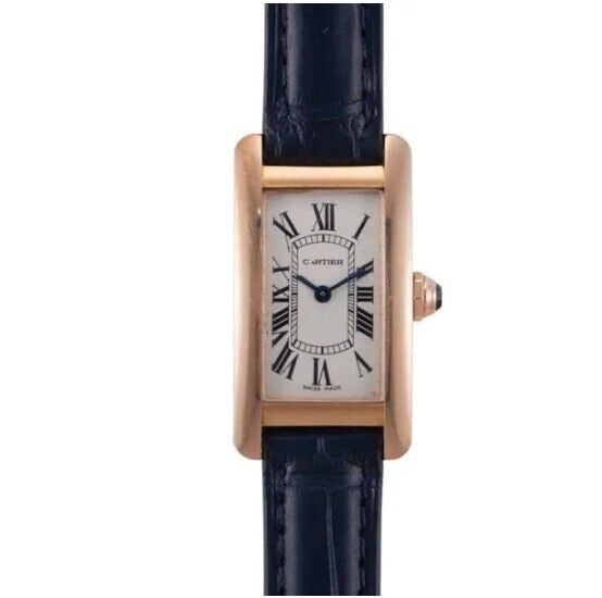 Cartier Tank Americaine 18k Rose Gold Watch 2503 Leather Strap
