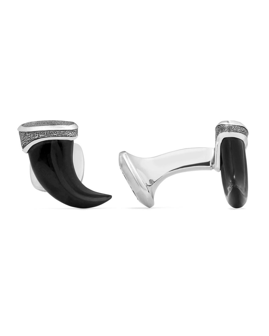 David Yurman St. Silver & Black Onyx Claw Cufflinks