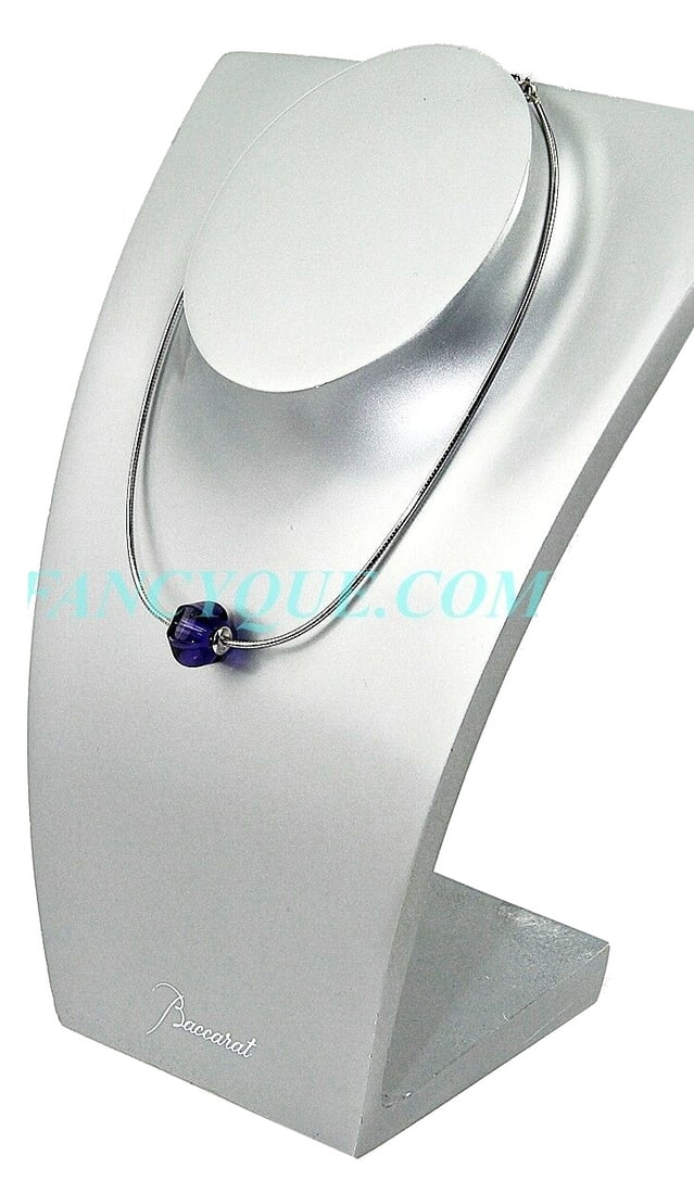 BACCARAT 1 BEAD SHERAZADE VIOLET NECKLACE ST. SILVER: Made in France Original SHERAZADE 1 BEAD Unique Necklace"VIOLET"Made of .925 STERLING SILVERWith VIOLET Crystal.Crystal: 3/4" x 5/8"Sterling Silver Chain: 16 1/2"THIS IS AN ORIGINAL BACCARAT ITEM100% 