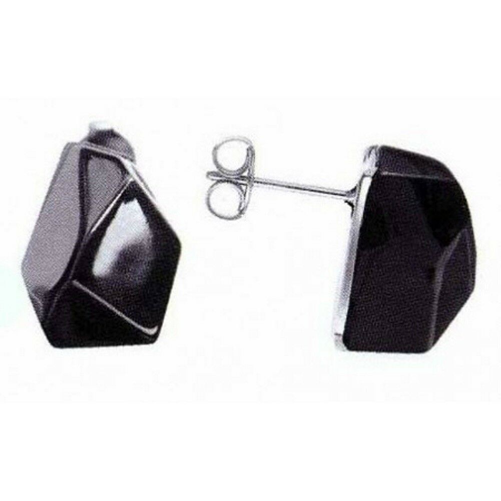 BACCARAT ROCK BLACK POST EARRINGS STERLING SILVER FULL LEAD (1 of 2)