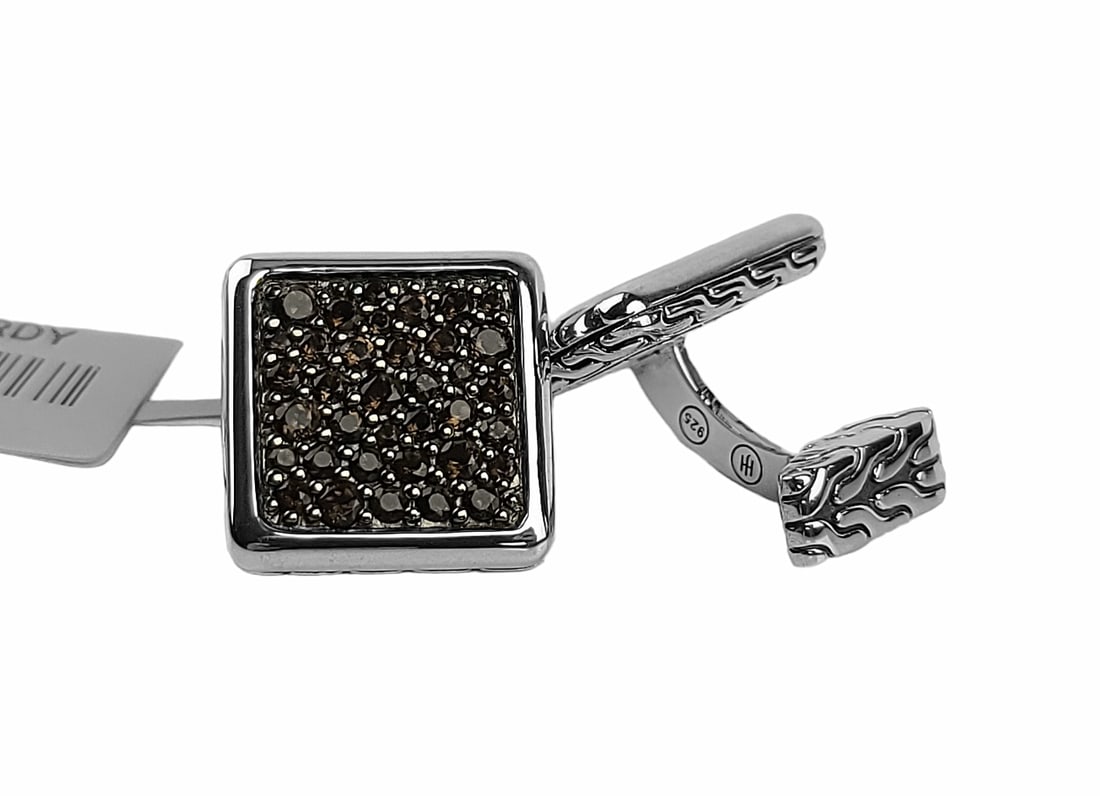 JOHN HARDY ST. SILVER CLASSIC CHAIN LAVA CUFFLINKS SMOKY QUARTZ 62C (1 of 9)
