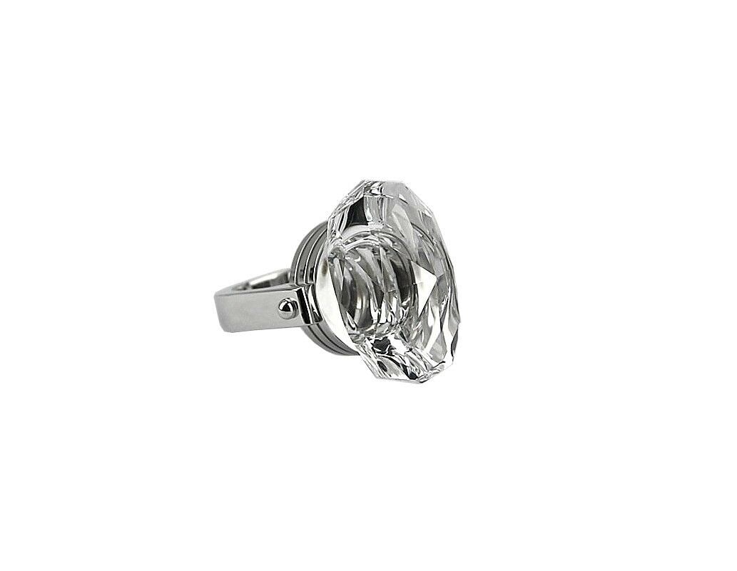 BACCARAT JEWELRY BOUCHONS DE CARAFE STERLING SILVER CLEAR RING SIZE 51 EU-5.5 US