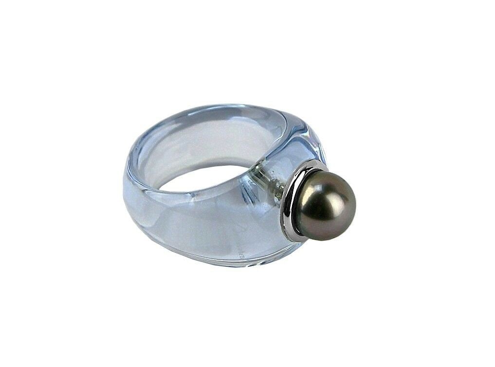 BACCARAT 18K WHITE GOLD SAMOA AQUAMARINE GREY PEARL