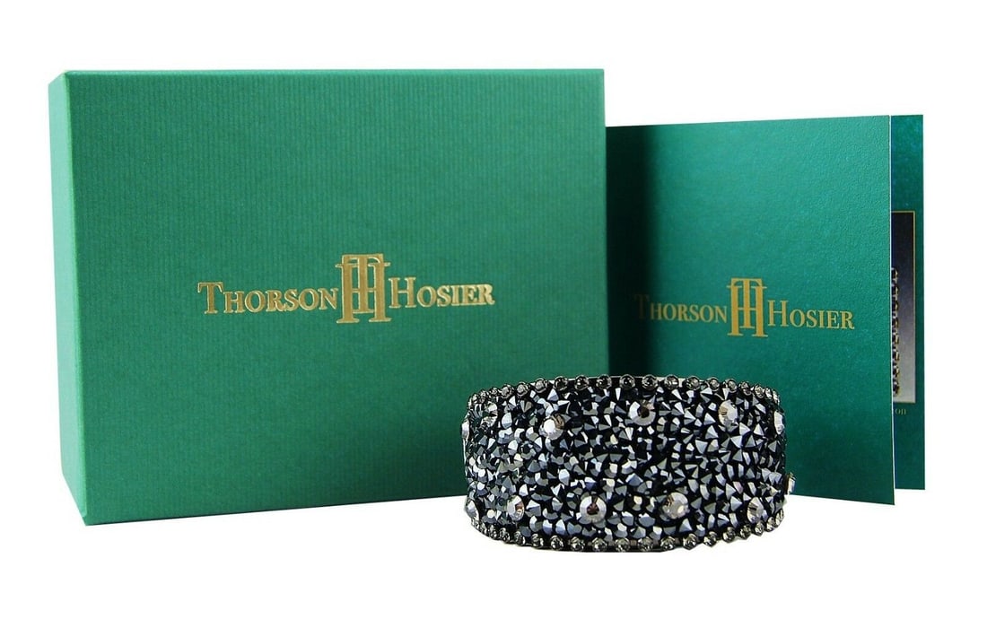 THORSON HOSIER MULTI JET CUFF BRACELET SWAROVSKI