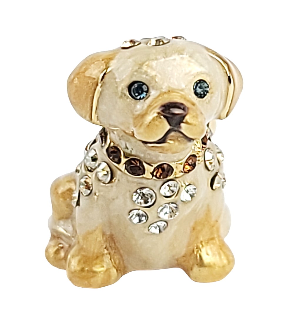 JUDITH LEIBER MARLEY GOLDEN LABRADOR 925 SILVER CHARM SWAROVSKI