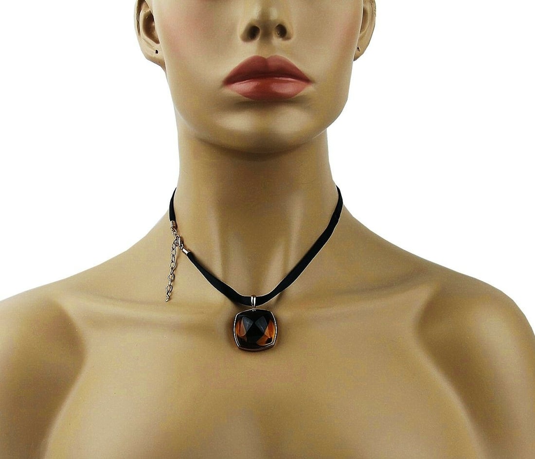 BACCARAT VERMEIL 24K GOLD PLTD SILVER MEDICIS LG BROWN MORDORE NECKLACE (1 of 6)