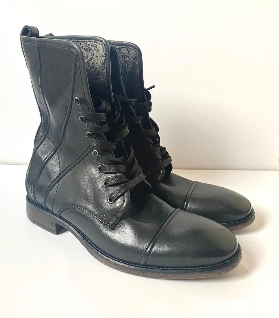 John Varvatos Hand Made in Italy Leather Wool Lined Boots Men's US Size 8.5 NEW (1 of 10)