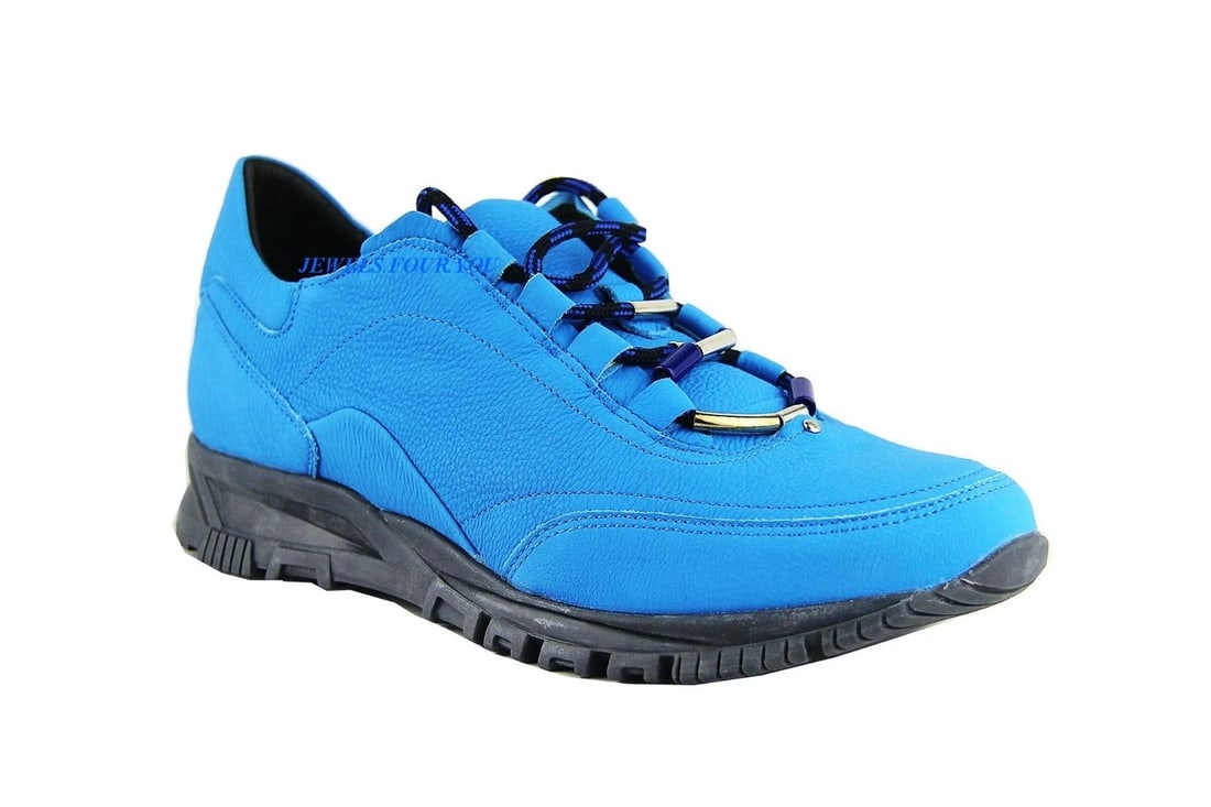 LANVIN BRIGHT BLUE 100% LEATHER RUBBER SOLE SHOES SNEAKERS ITALY # 25 (1 of 10)