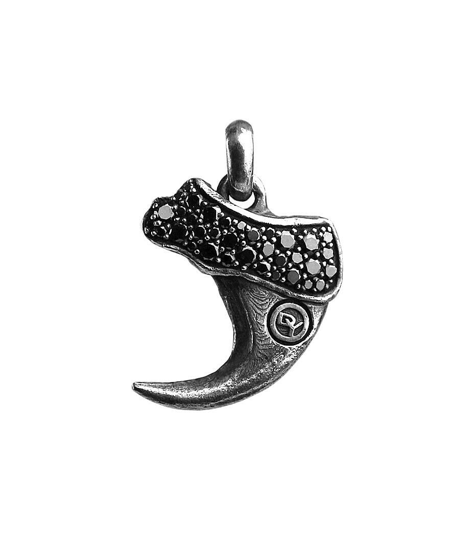 DAVID YURMAN STERLING SILVER BOBCAT CLAW BLACK DIAMOND PENDANT #617