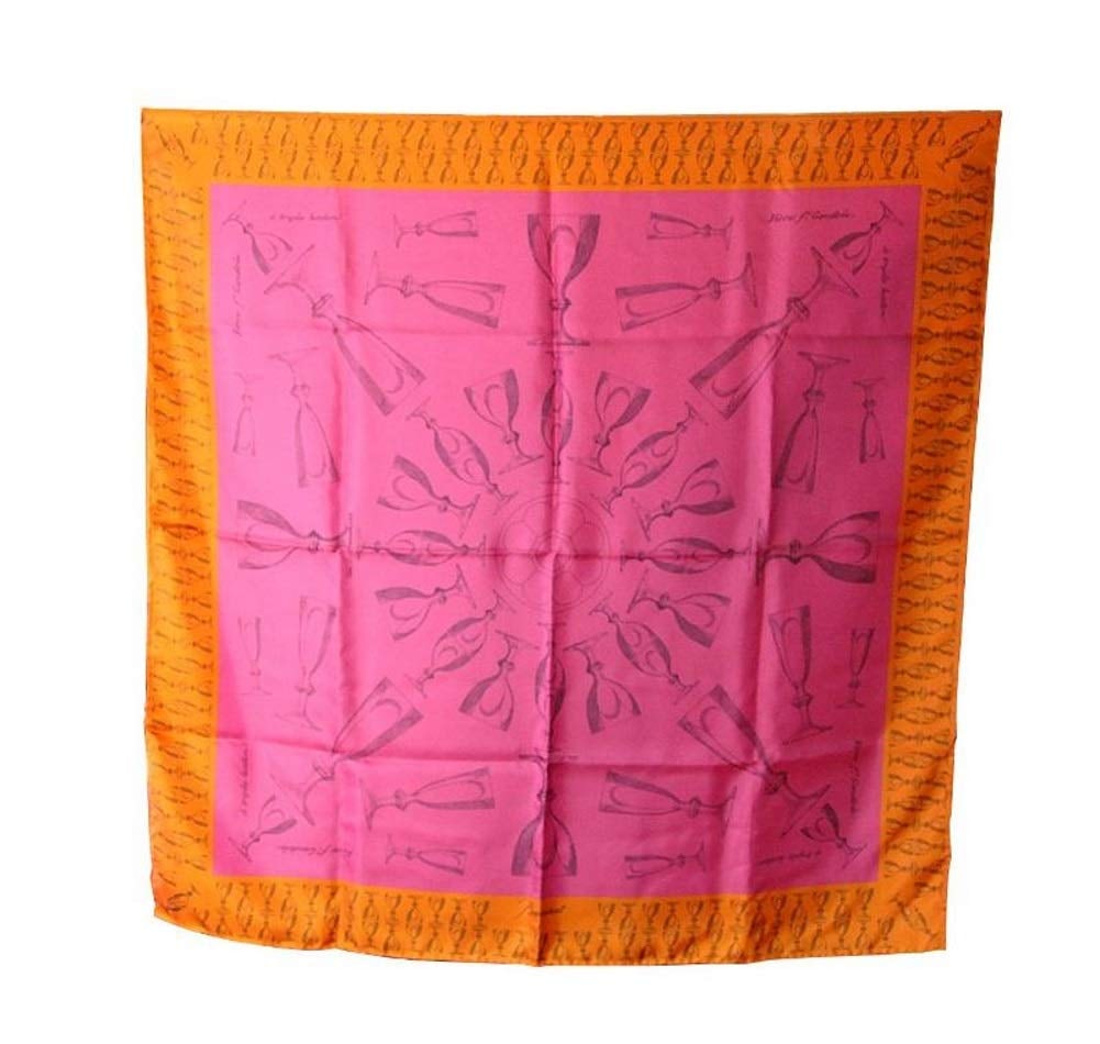 Baccarat HARCOURT TWILL SILK, FUCHSIA, PINK, ORANGE Scarf 2810804: Brand New 100% AUTHENTIC Baccarat 2810804 HARCOURT TWILL SILK, FUCHSIA, PINK, ORANGE 100% SILK SCARF; SIZE 100 cm X 100 cm (39.37" X 39.37"); Made in Italy. ORIGINAL RED BOX
