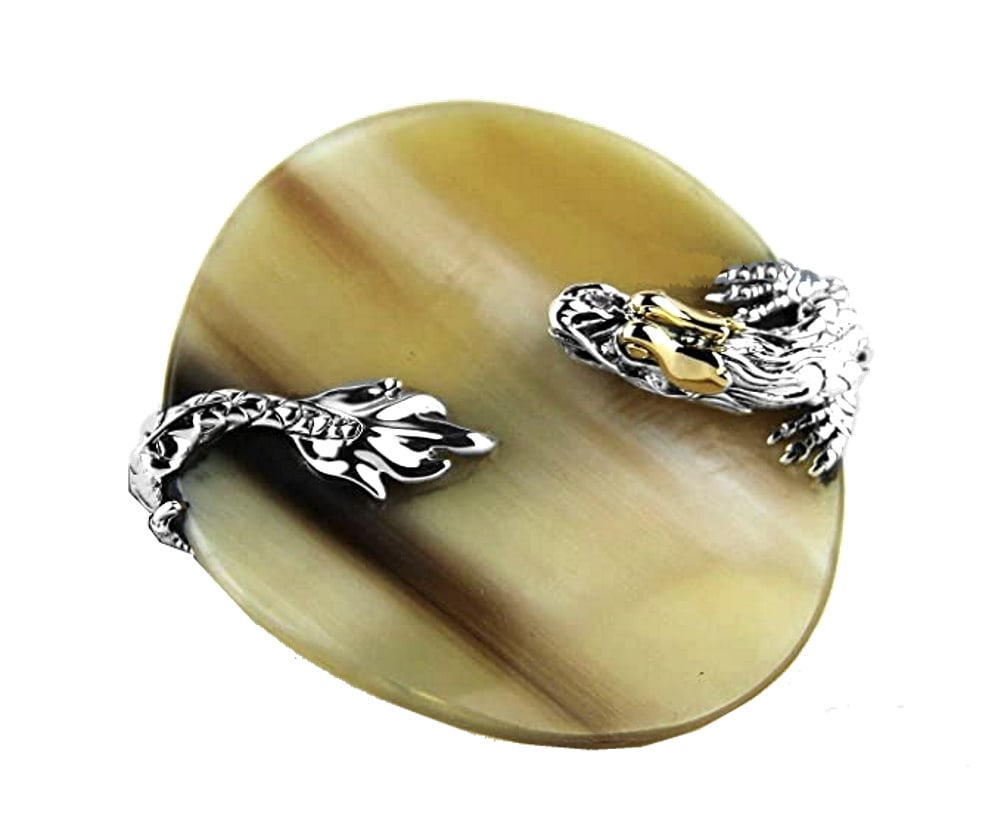 JOHN HARDY SILVER & 18K GOLD HORN NAGA RING SZ 7 22R