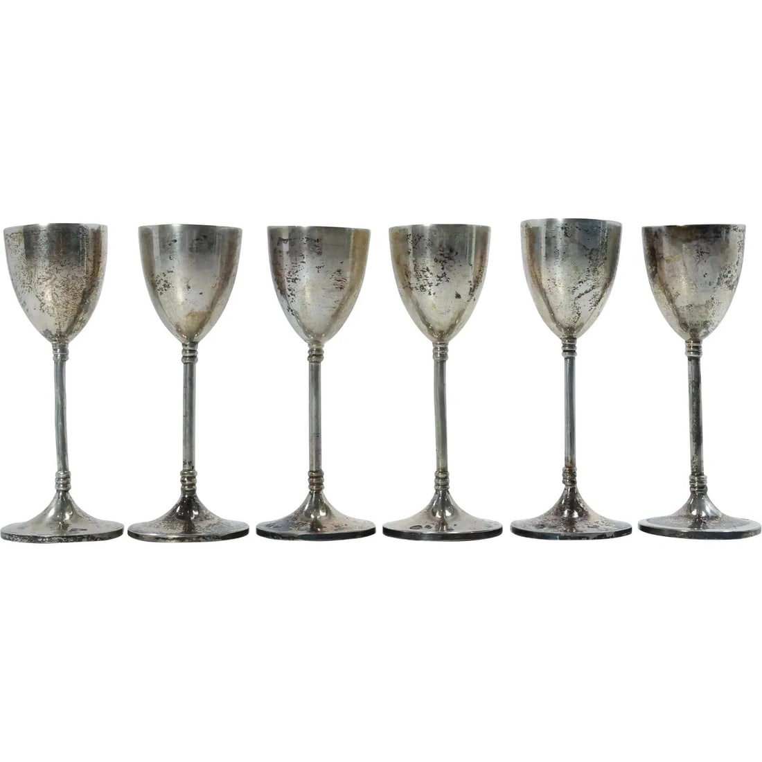 Set of 6 Vintage Hallmarked Silver Stemware Cordials 3.75 in. height 163 Grams (1 of 14)