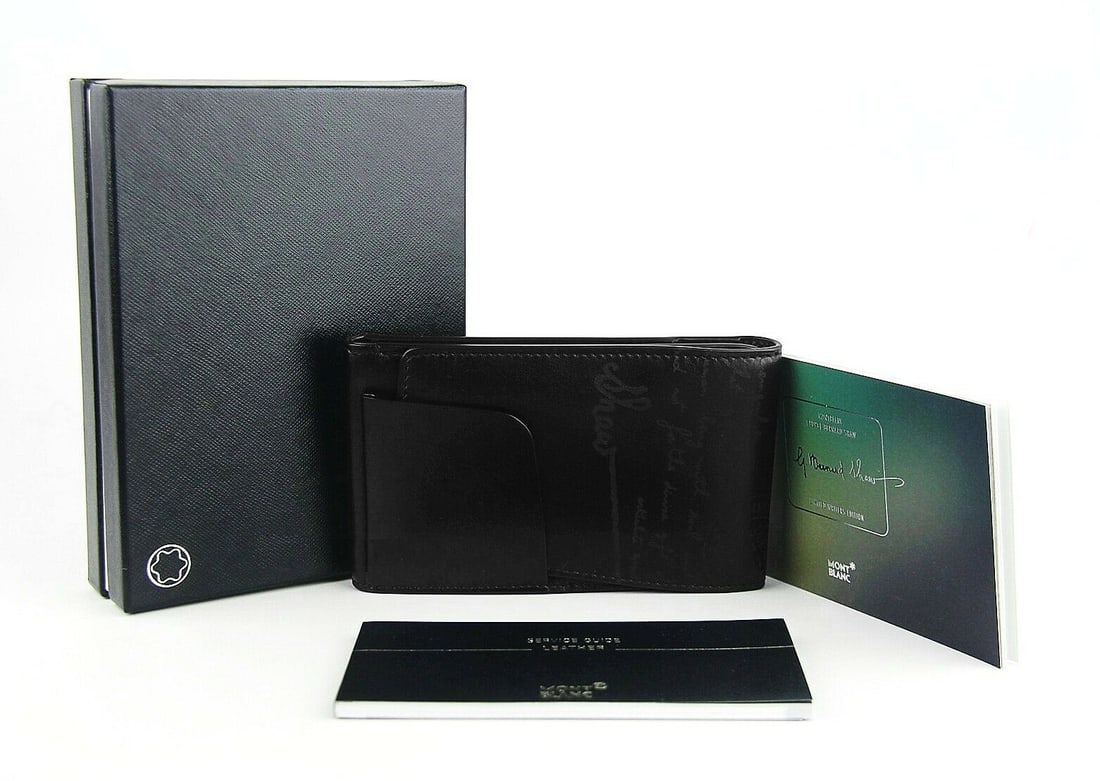 MONTBLANC LIMITED WRITERS EDITION BERNARD SHAW LEATHER NOTE WALLET BLACK 103411: MONTBLANCORIGINAL BOXMONTBLANC LEATHER GOODSLIMITED WRITERS EDITIONGEORGE BERNARD SHAWWALLET & NOTEBOOK BLACK100% SOFTEST LEATHER100% AUTHENTIC 100% NEWLining: BLACK LEATHERMetal fittings / logo: PALL