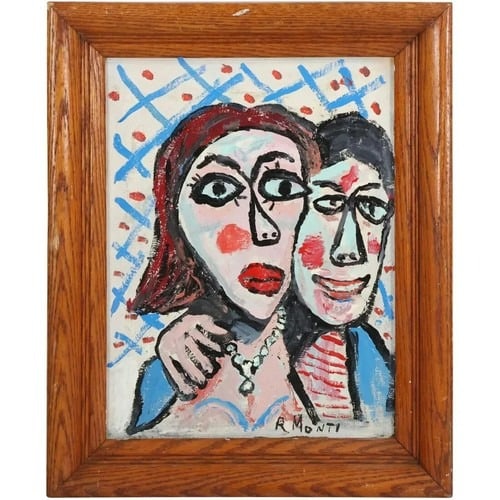 Rocco Monticolo, R Monti, Oil on Board Painting ABSTRACT PORTRAITS MAN & WOMAN: Rocco Monticolo, R Monti, Oil on Board Painting ABSTRACT PORTRAITS MAN & WOMAN Good Vintage Condition NICELY FRAMED size: 16 x 12, 20 x 16 outside frame. 100% AuthenticRocco Monticolo, R Monti, Oil on