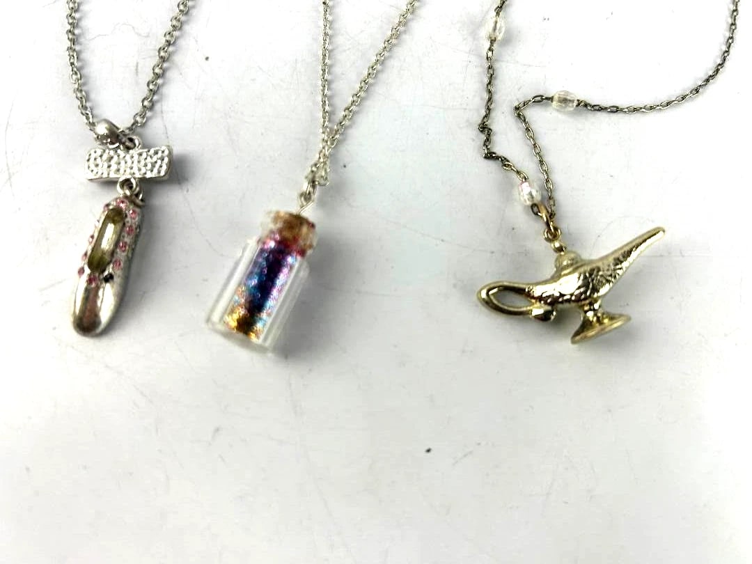 3 Disney Necklace/Pendant Genie Lamp, Bottle with Sparklins, Cinderella Slipper (1 of 5)
