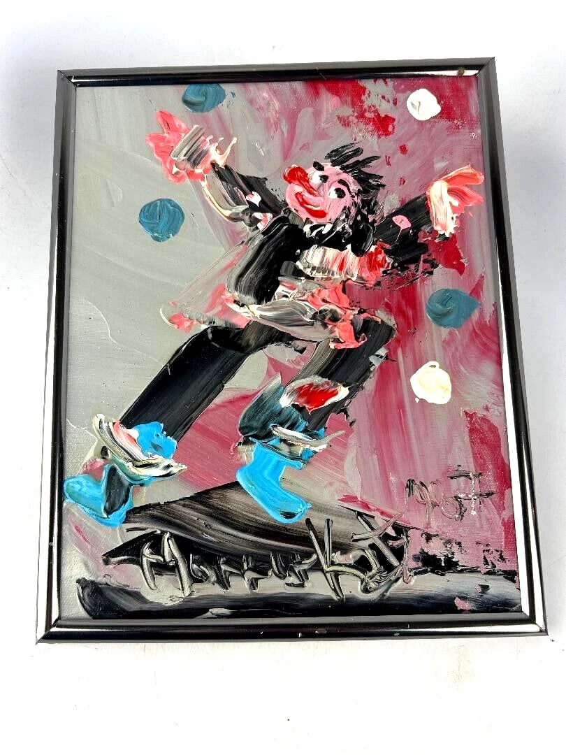 Morris Katz Signed Amazing Original Oil Painting Nice Frame, Great Condition, 100% Authentic, 12x10:: Morris Katz Signed Amazing Original Oil Painting, Nice Frame, Great Condition, 100% Authentic, Size 12" x 10" "Dancing Clown" Morris Katz (born Moshe Katz on March 5, 1932 – November 12, 2010) was a